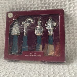 Wallace Stainless Steel Silver Plated Christmas Spreaders Set Of 4